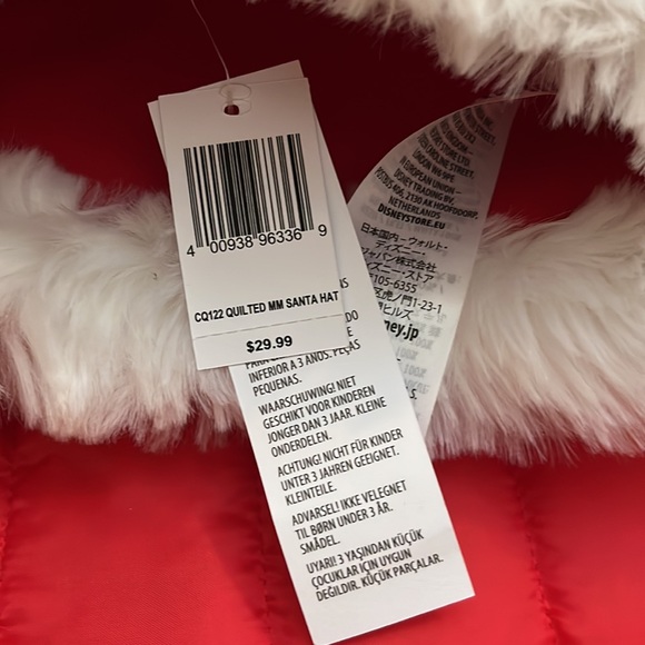 Disney Parks Quilted Mickey Ears Santa Hat - Picture 3 of 3